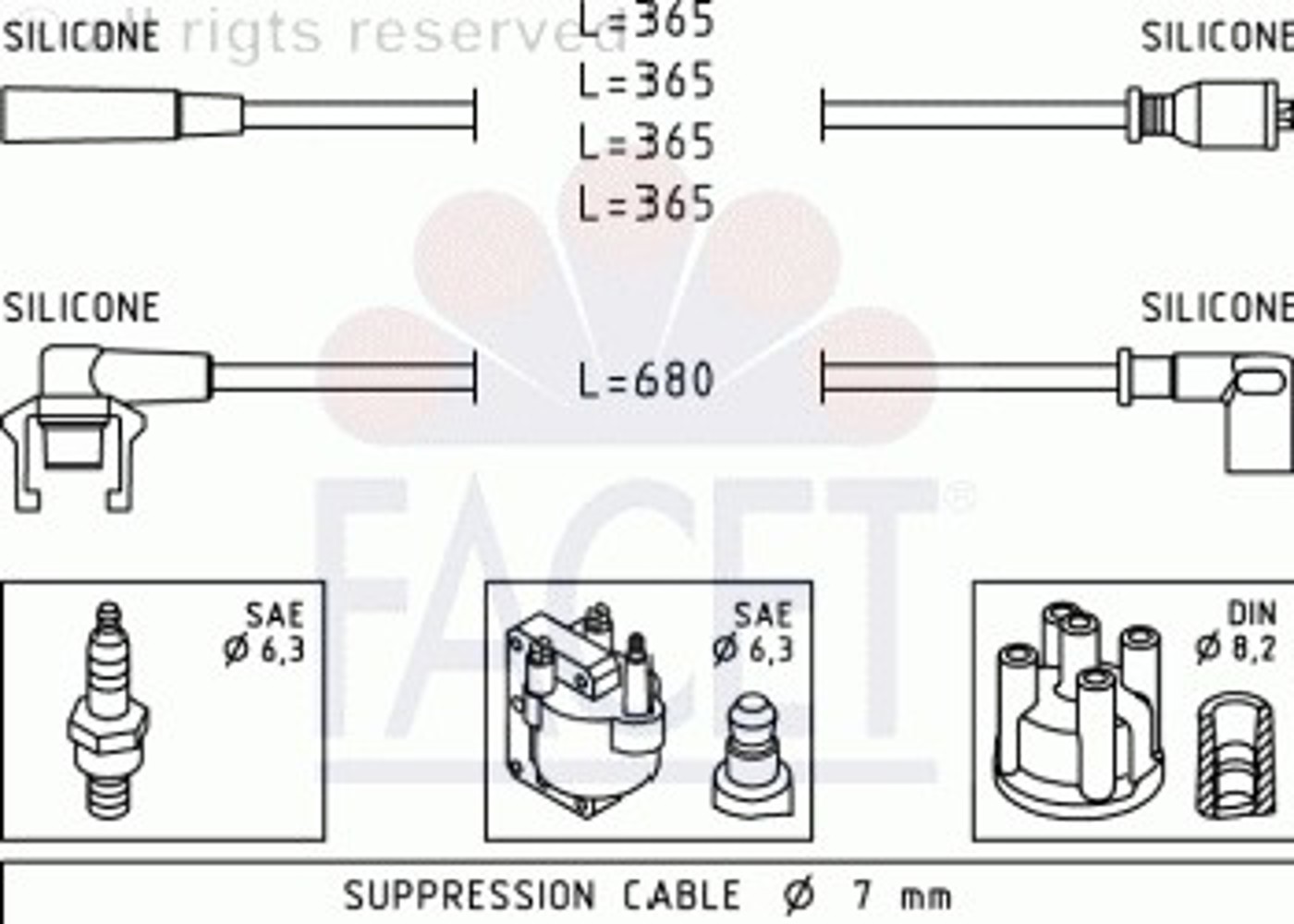 Комплект проводов зажигания FACET 4.9497