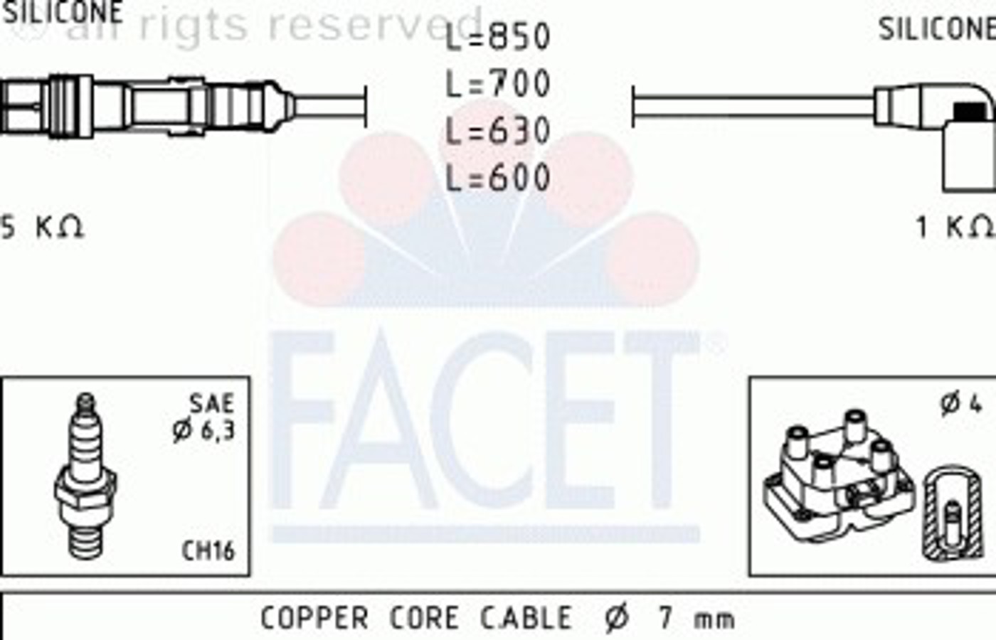Комплект проводов зажигания FACET 4.9601
