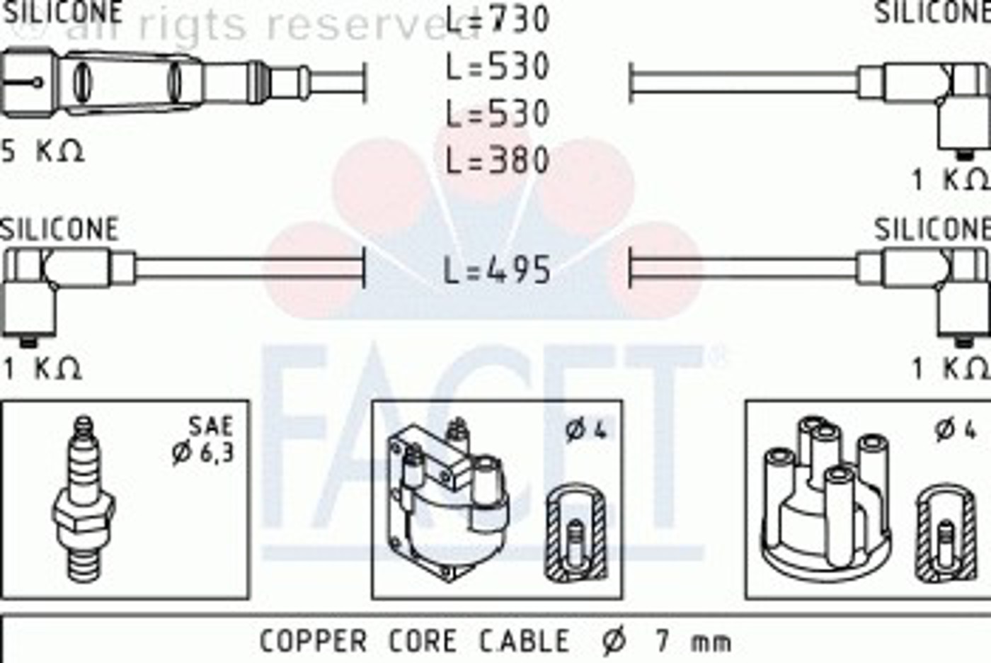 Комплект проводов зажигания FACET 4.9640