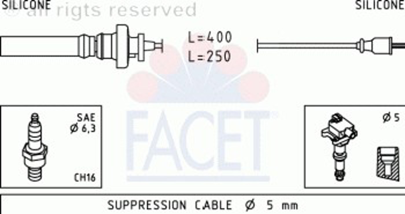 Комплект проводов зажигания FACET 4.9883