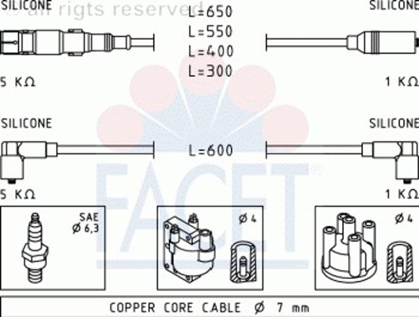 Комплект проводов зажигания FACET 4.9933