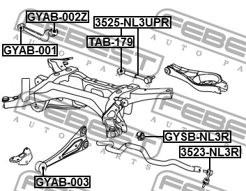 Gyab-001 сайлентблок задней продольной тяги FEBEST GYAB-001