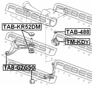Сайлентблок опоры дифференциала tab-gzg50 FEBEST TAB-GZG50