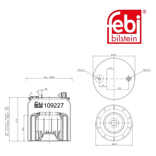 109227 пневмоподушка подвески FEBI BILSTEIN 109227