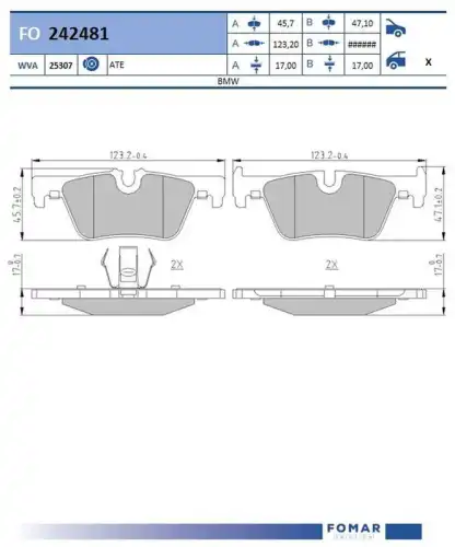 Fo 242481 колодки дисковые задние