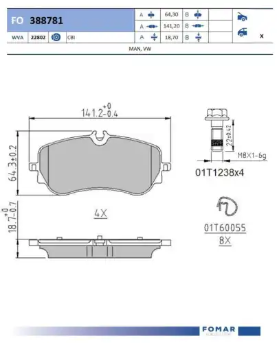 Fo 388781 колодки дисковые задние FOMAR FRICTION FO 388781