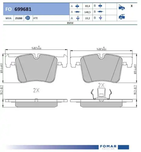 Fo 699681 колодки дисковые передние