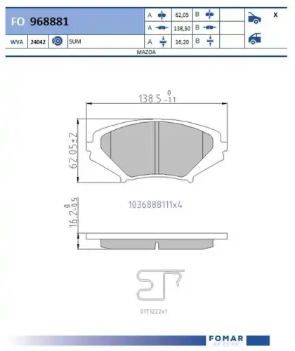 Тормозные колодки FOMAR FRICTION FO968881