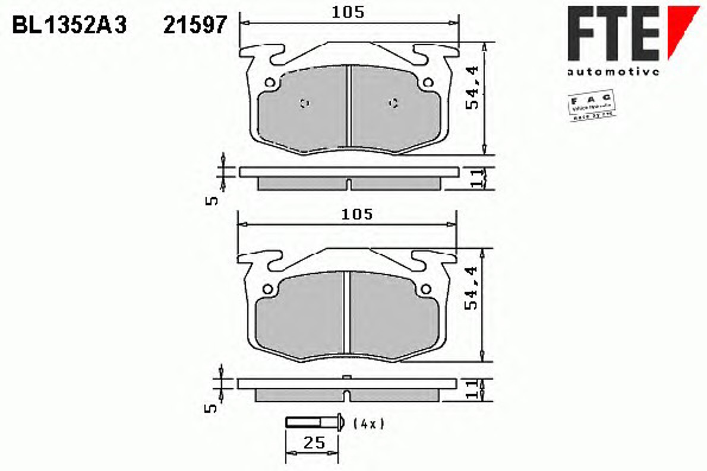 Колодки тормозные дисковые FTE BL1352A3