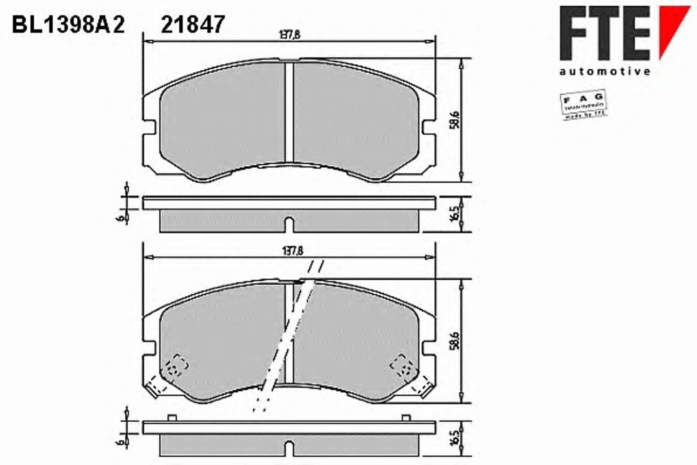 Комплект тормозных колодок дисковый тормоз FTE BL1398A2
