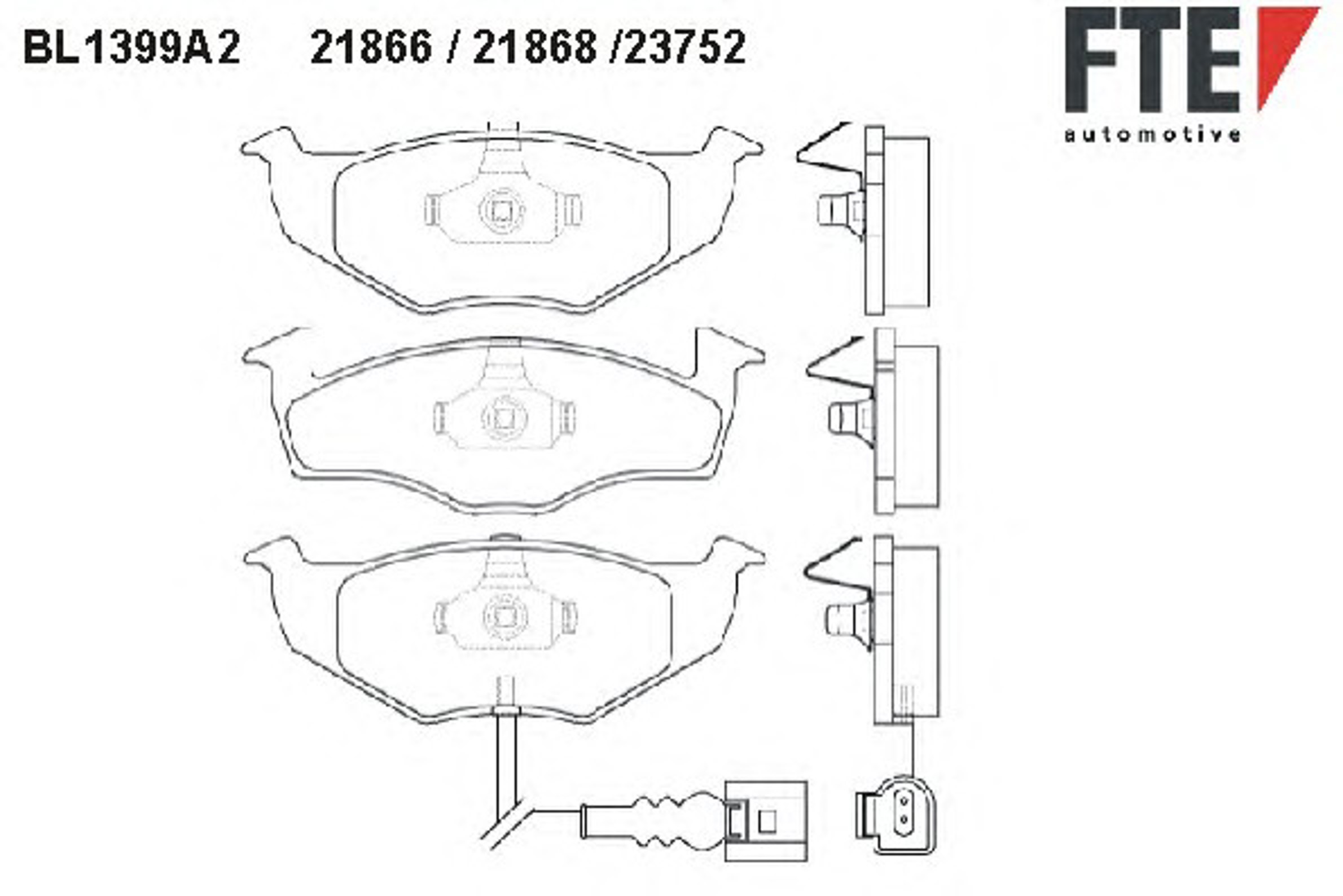 Комплект тормозных колодок дисковый тормоз FTE BL1399A2