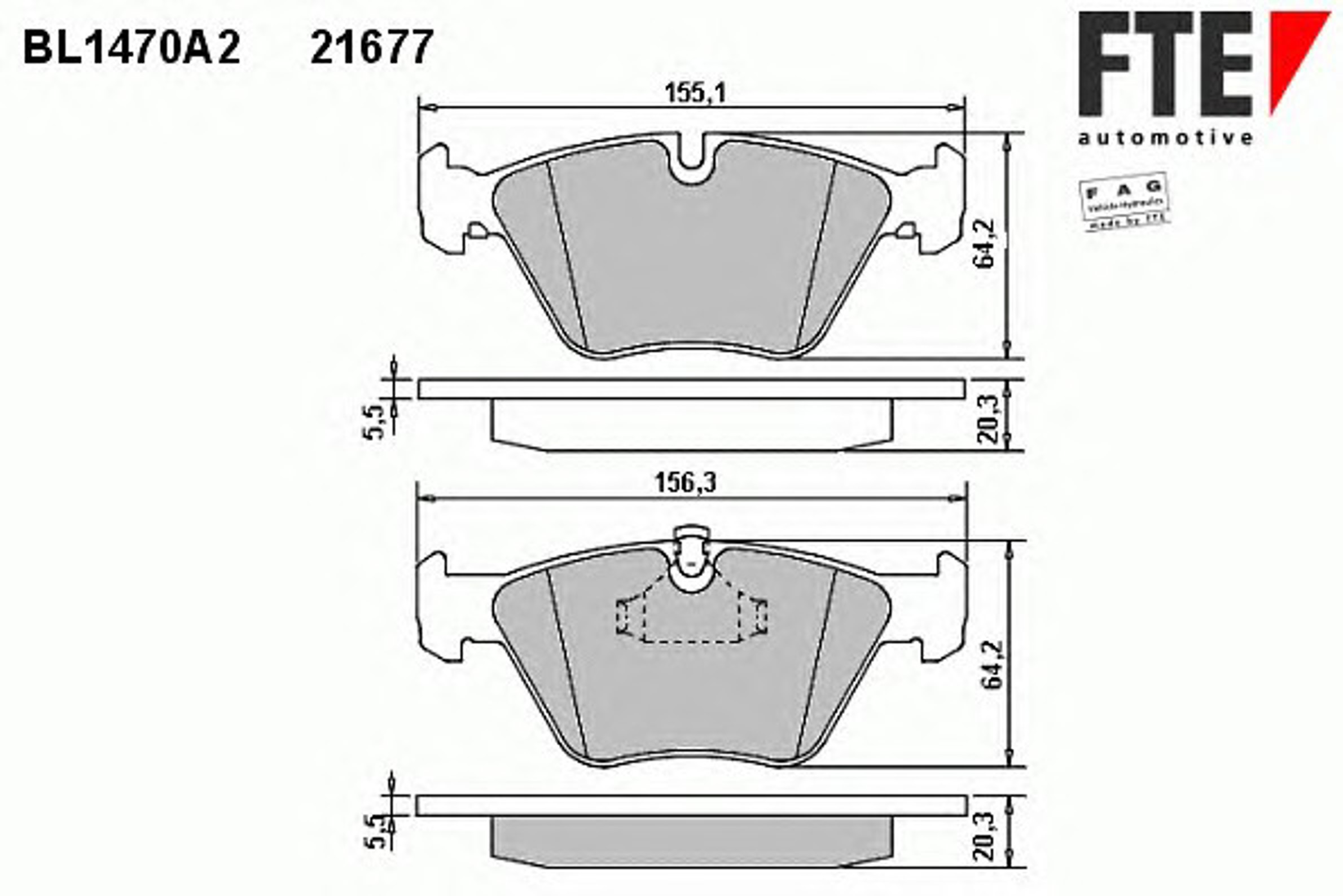 Комплект тормозных колодок дисковый тормоз FTE BL1470A2