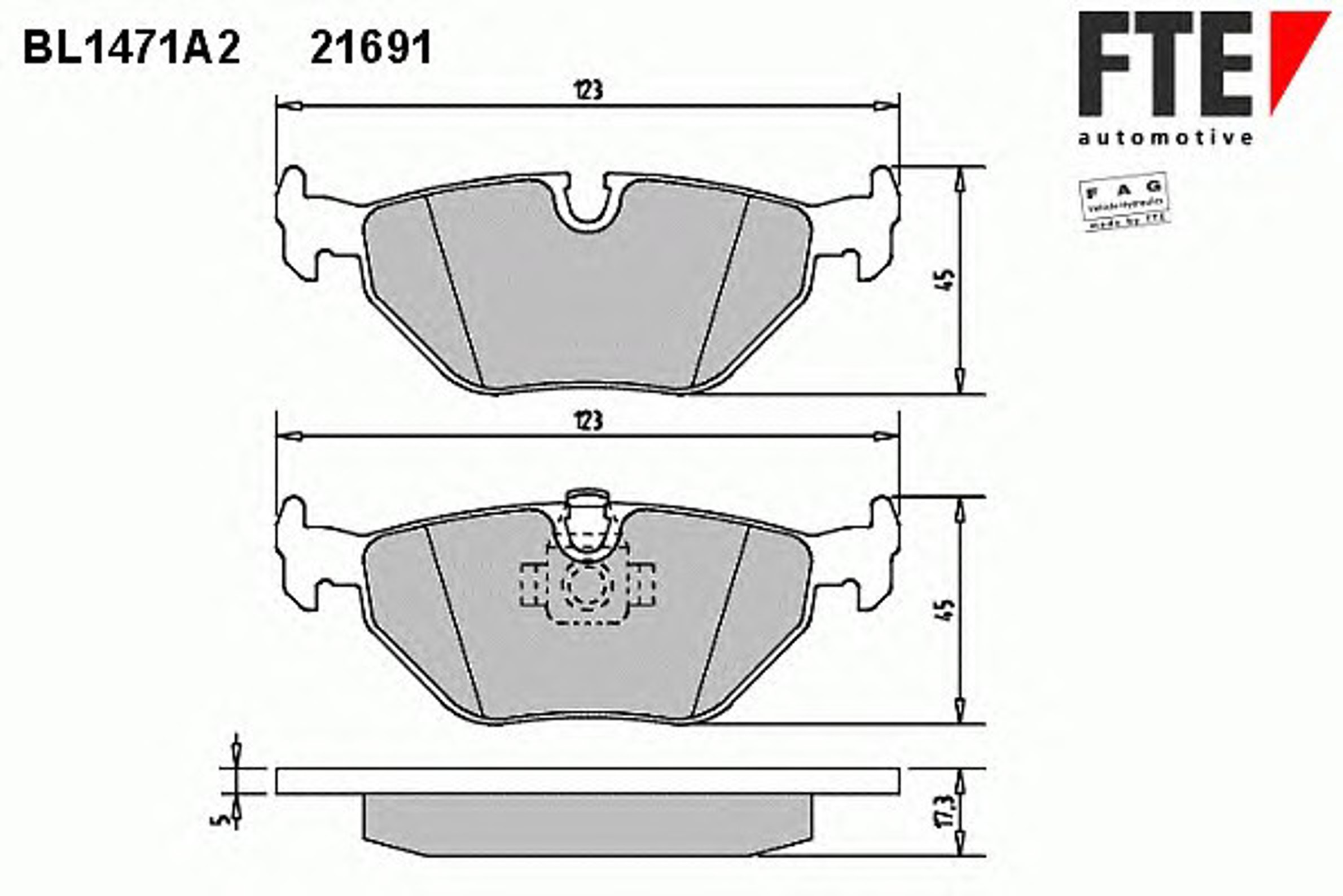 Комплект тормозных колодок дисковый тормоз FTE BL1471A2