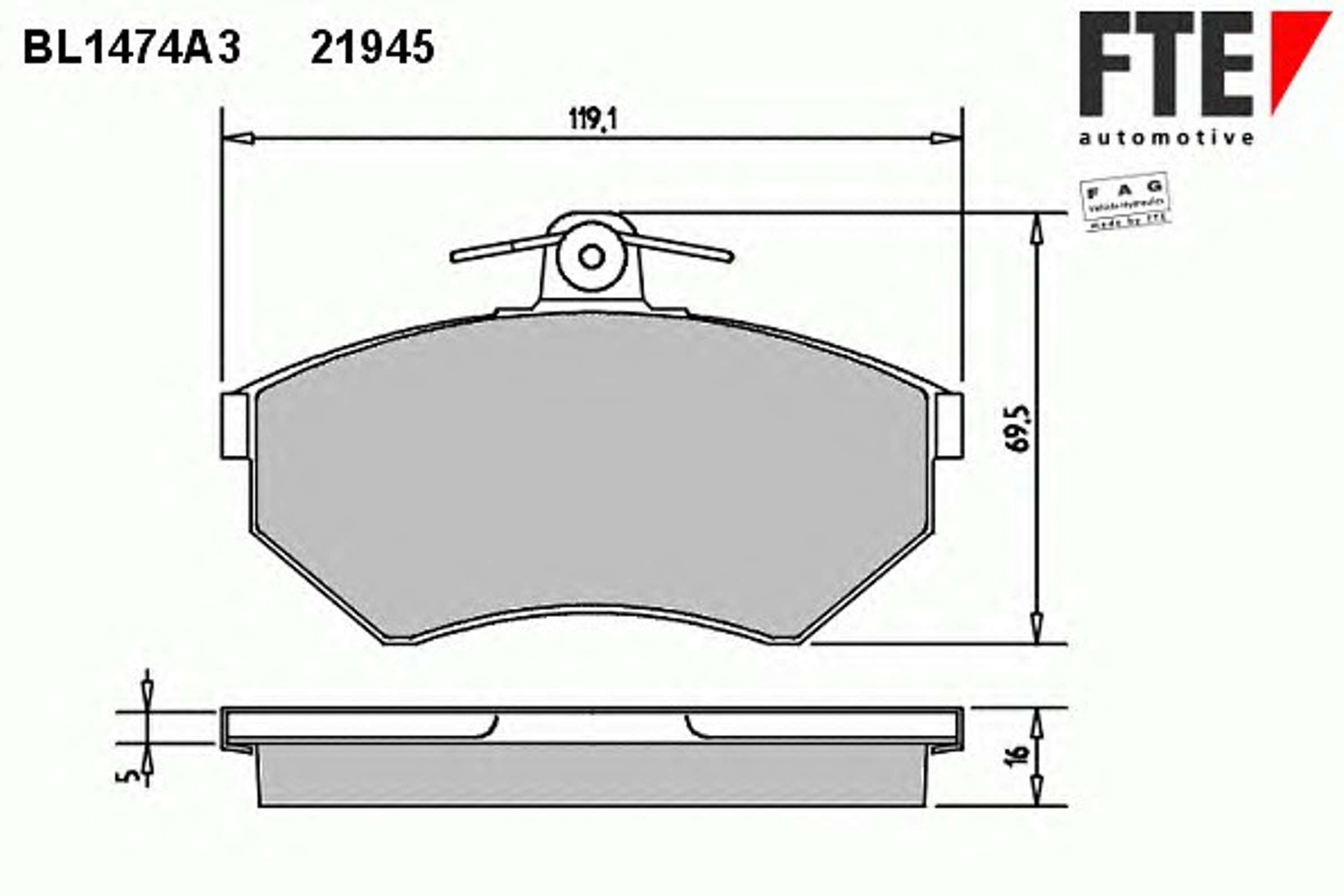Колодки тормозные дисковые FTE BL1474A3