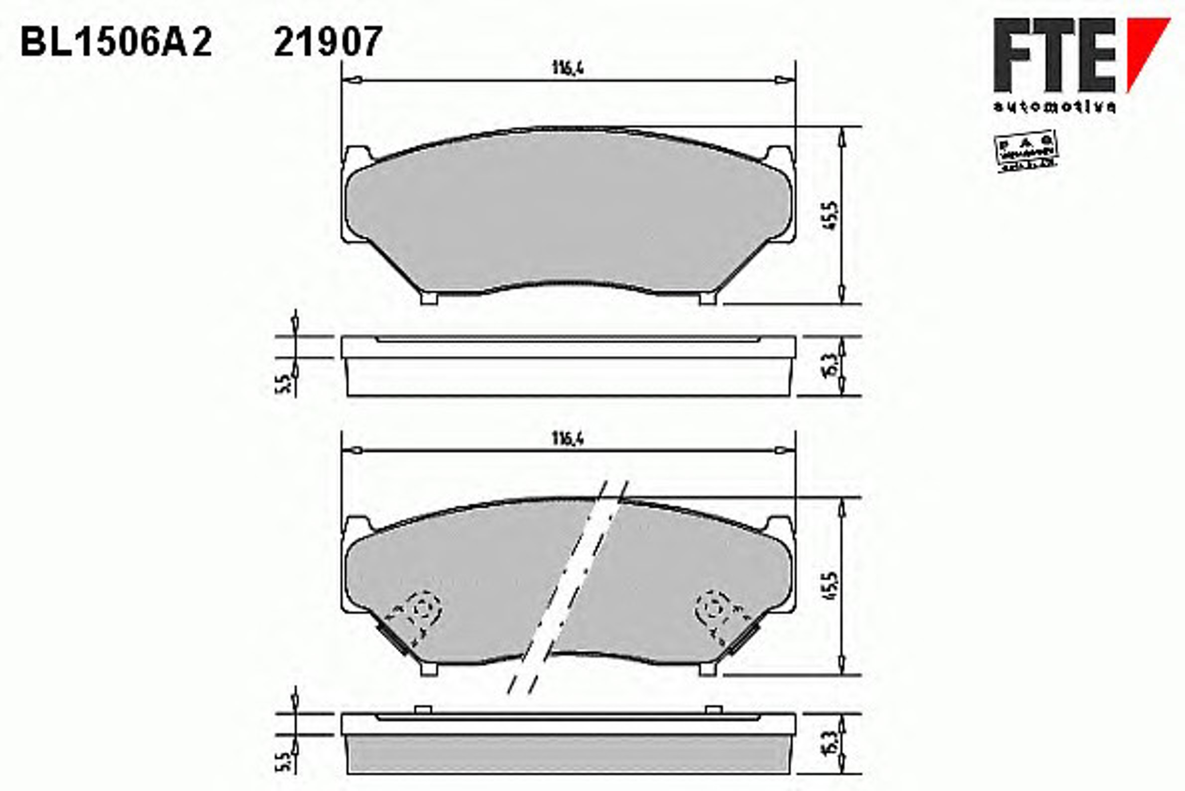 Комплект тормозных колодок дисковый тормоз FTE BL1506A2