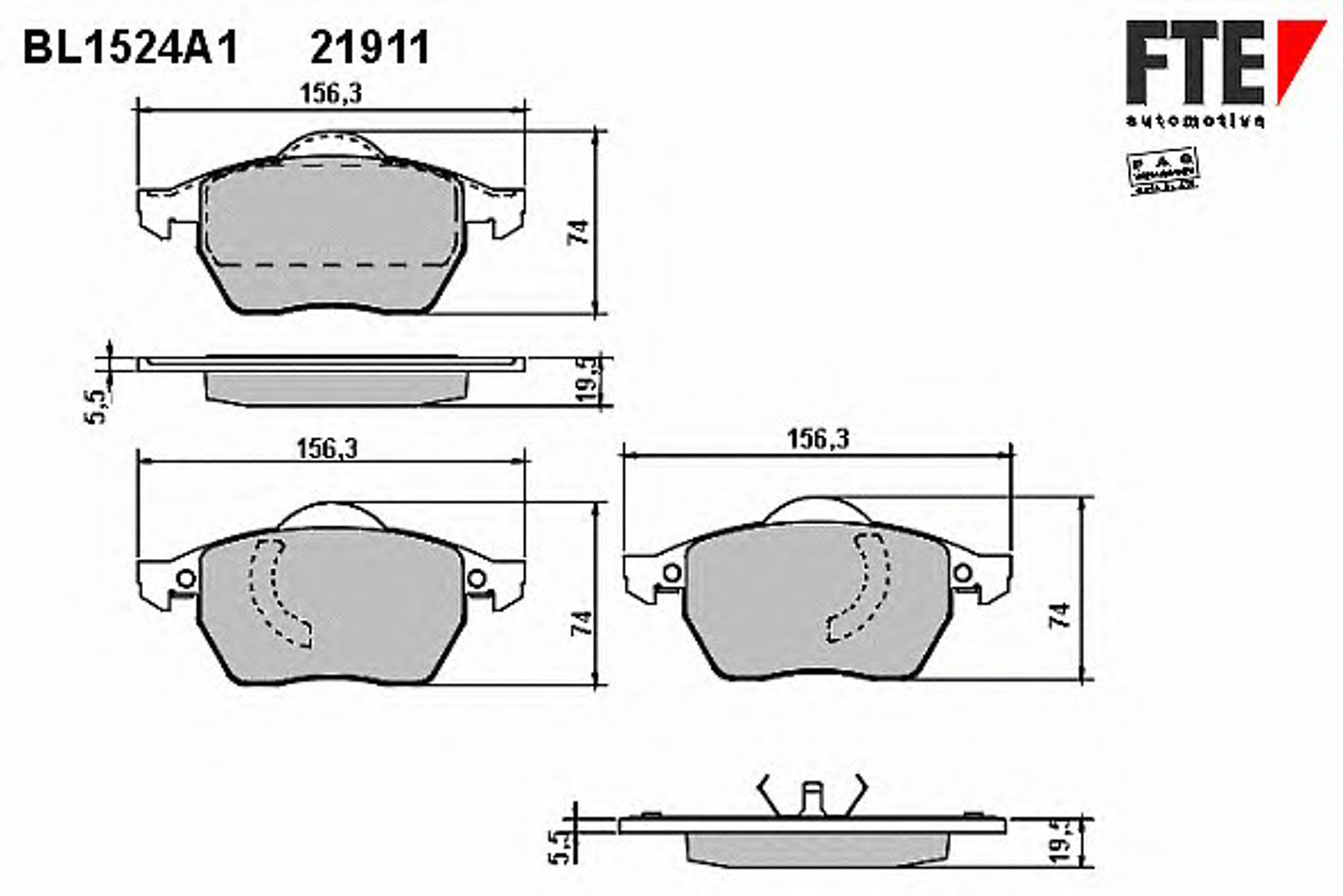 Колодки тормозные дисковые FTE BL1524A1