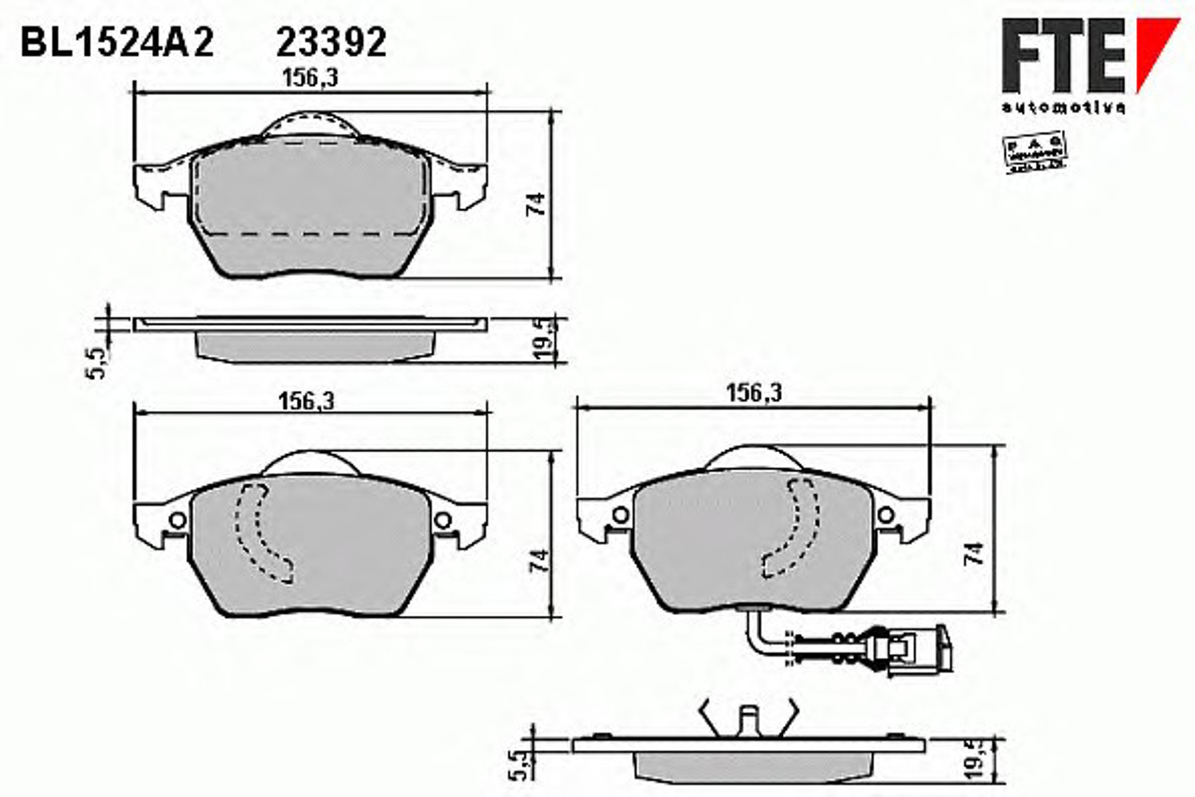 Колодки тормозные дисковые FTE BL1524A2