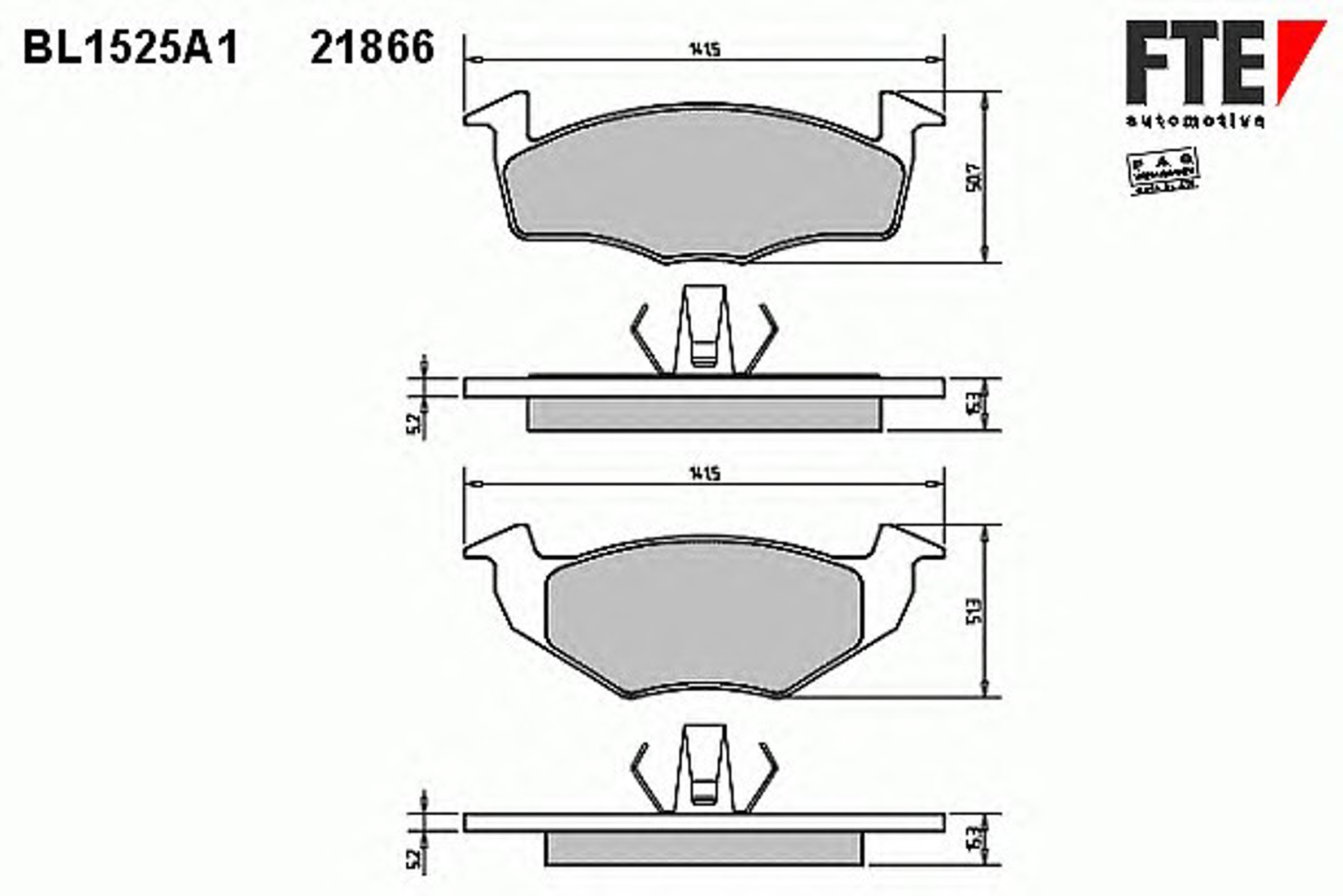 Комплект тормозных колодок дисковый тормоз FTE BL1525A1