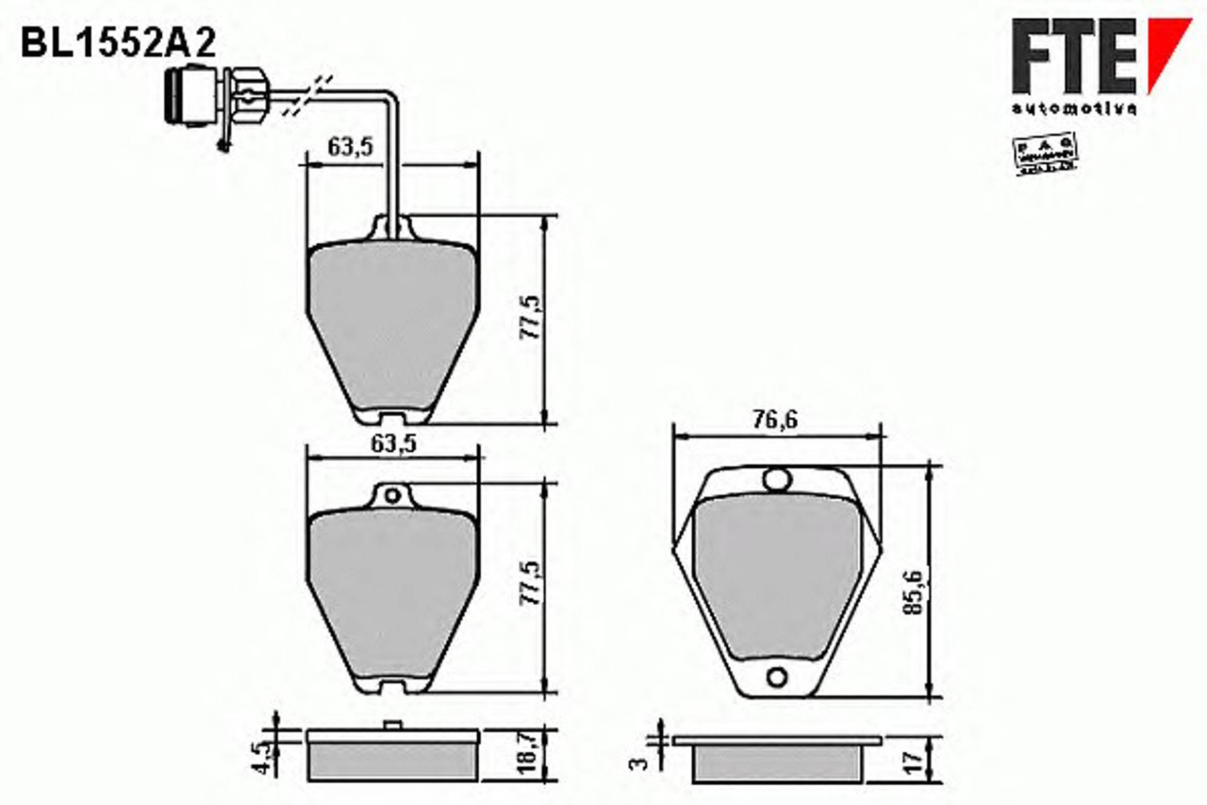 Колодки тормозные дисковые FTE BL1552A2