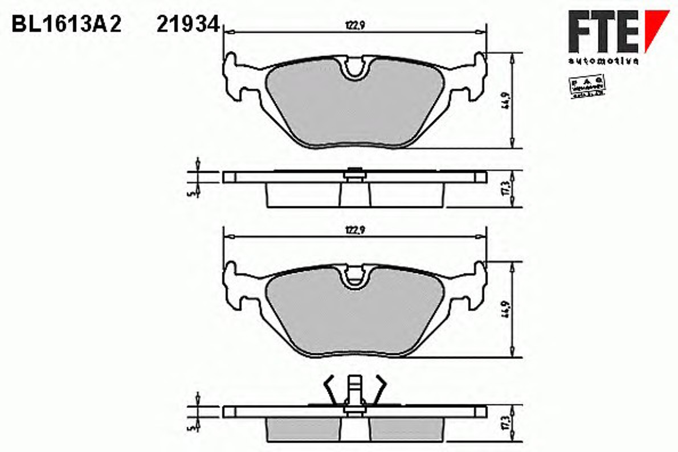 Комплект тормозных колодок дисковый тормоз FTE BL1613A2