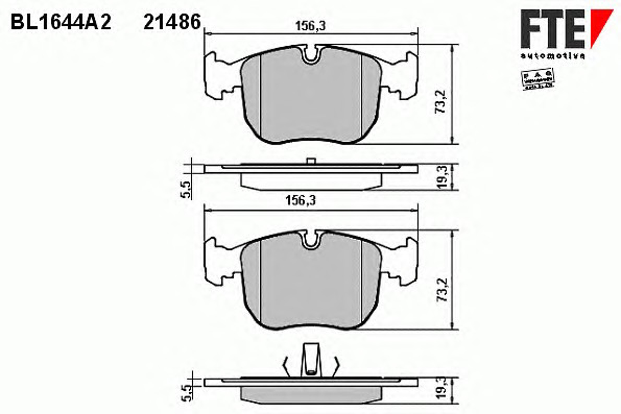 Колодки тормозные дисковые FTE BL1644A2