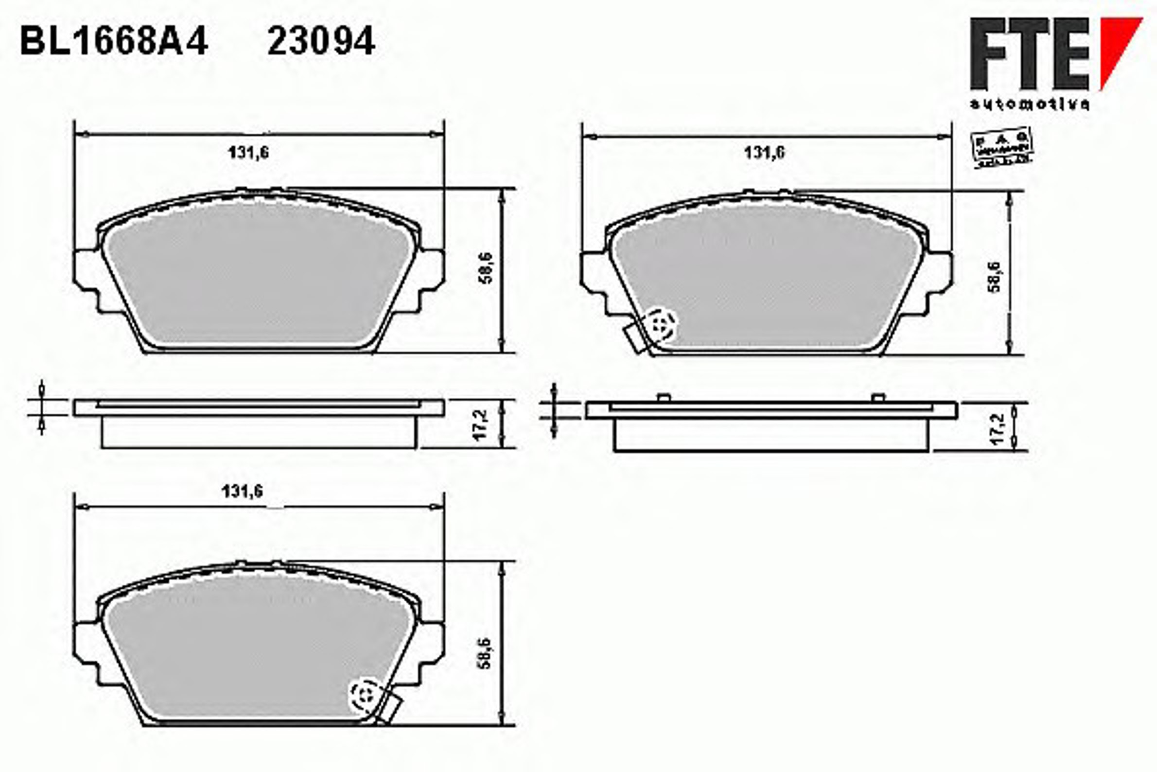 Колодки тормозные дисковые FTE BL1668A4