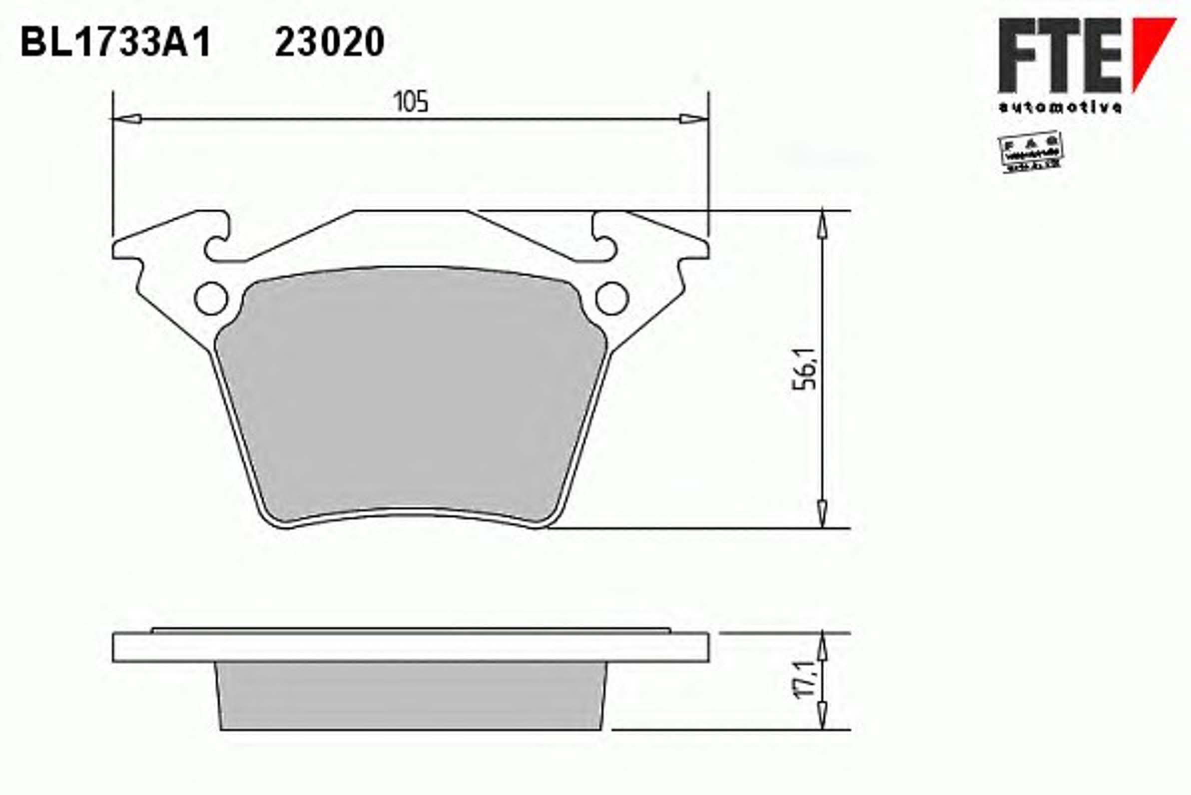 Комплект тормозных колодок дисковый тормоз FTE BL1733A1