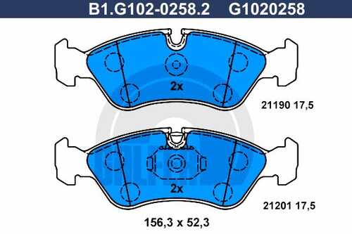 Колодки тормозные GALFER B1-G102-0258-2
