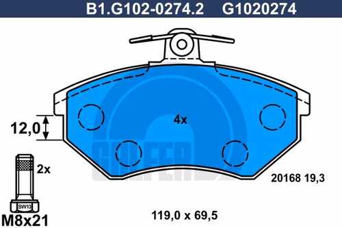 Колодки тормозные GALFER B1-G102-0274-2