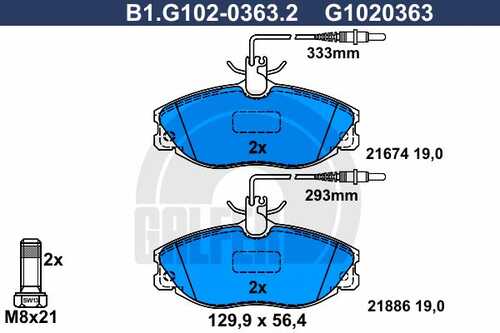 Тормозные колодки GALFER B1-G102-0363-2
