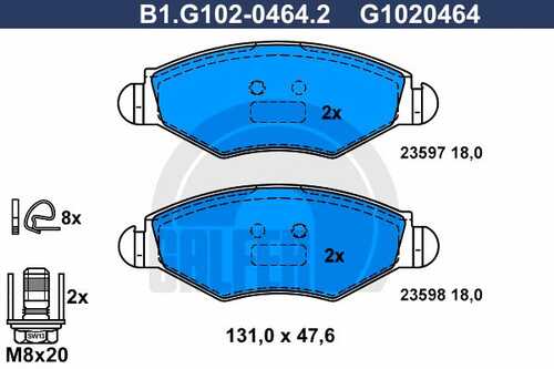 Тормозные колодки GALFER B1-G102-0464-2