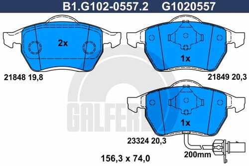Тормозные колодки GALFER B1-G102-0557-2