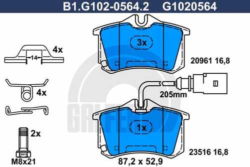 Колодки тормозные GALFER B1-G102-0564-2