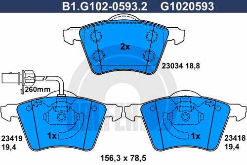 Колодки тормозные GALFER B1-G102-0593-2