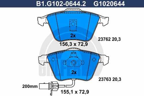 Тормозные колодки GALFER B1-G102-0644-2