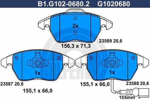 Колодки тормозные дисковые GALFER B1-G102-0680-2