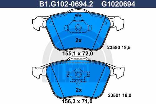 Тормозные колодки GALFER B1-G102-0694-2