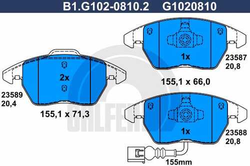 Колодки тормозные дисковые /комплект 4 шт GALFER B1-G102-0810-2