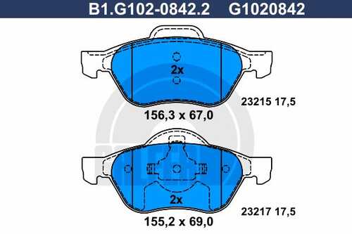 Тормозные колодки GALFER B1-G102-0842-2