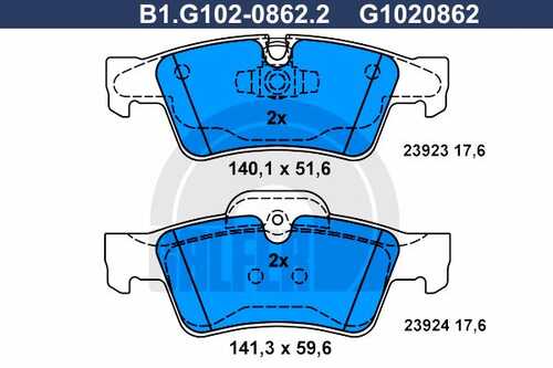 Тормозные колодки GALFER B1-G102-0862-2