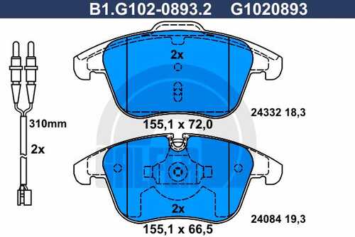Колодки тормозные GALFER B1-G102-0893-2