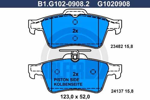 Колодки тормозные GALFER B1-G102-0908-2