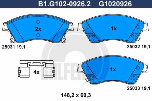 Колодки тормозные дисковые GALFER B1-G102-0926-2