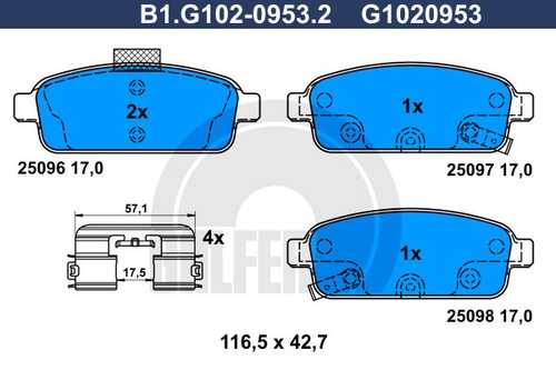Тормозные колодки GALFER B1-G102-0953-2