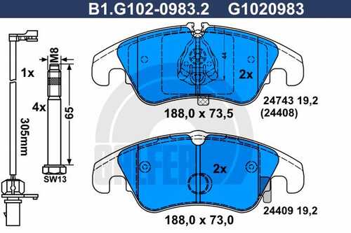 Тормозные колодки GALFER B1-G102-0983-2