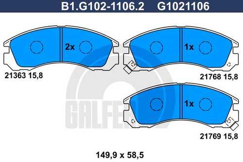 Колодки тормозные дисковые /комплект 4 шт GALFER B1-G102-1106-2