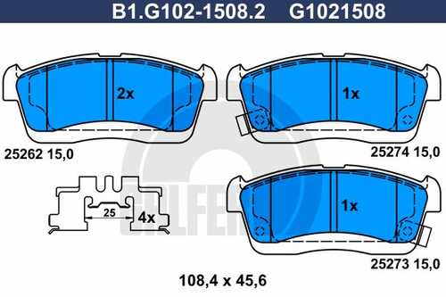 Колодки тормозные дисковые /комплект 4 шт GALFER B1-G102-1508-2