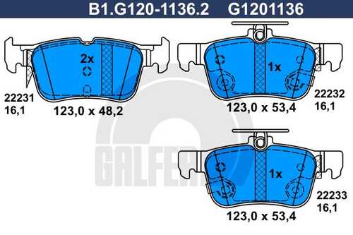 Колодки тормозные дисковые /комплект 4 шт GALFER B1-G120-1136-2