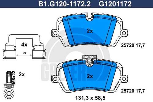 Колодки тормозные дисковые /комплект 4 шт GALFER B1-G120-1172-2