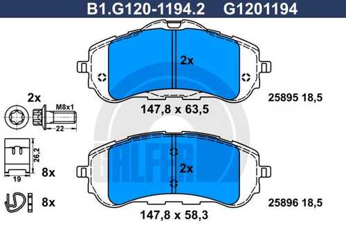 Тормозные колодки GALFER B1-G120-1194-2